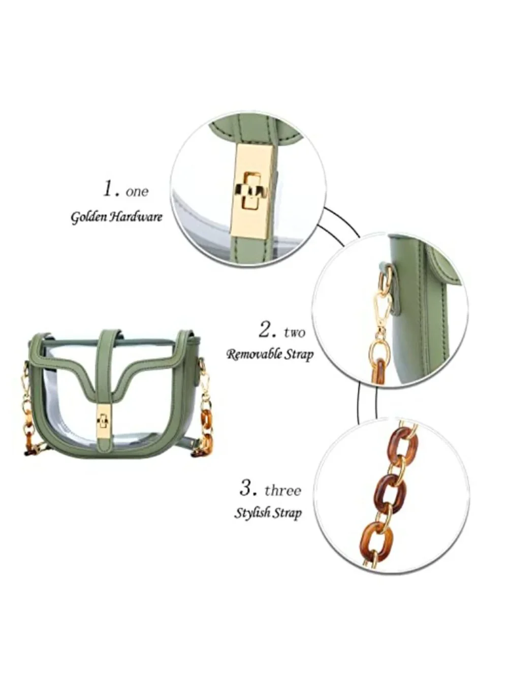 Clear PVC Crossbody Purse Stadium Approved Vegan Leather